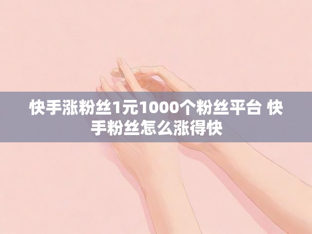 快手涨粉丝1元1000个粉丝平台 快手粉丝怎么涨得快