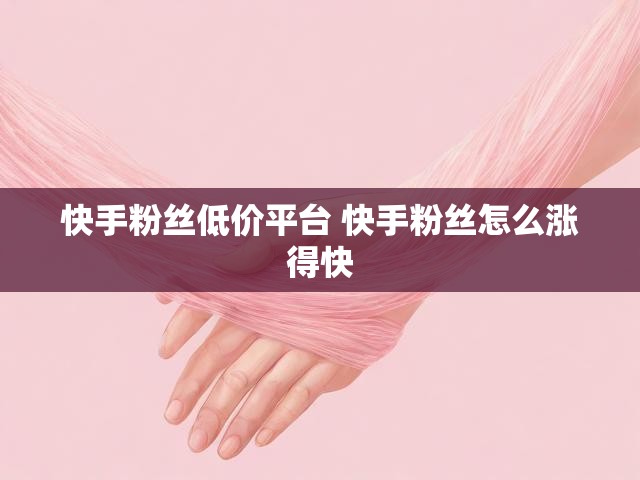 快手粉丝低价平台 快手粉丝怎么涨得快